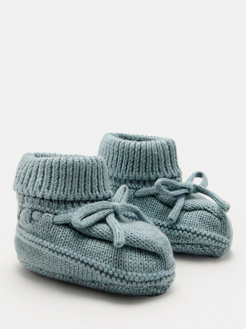 Mango kids knitted bootie socks one size with bow - British product