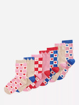 John Lewis Mini Boden Kids' Cotton Blend Printed Socks, Pack of 7, Pink/Multi- Buy online at McGrocer
