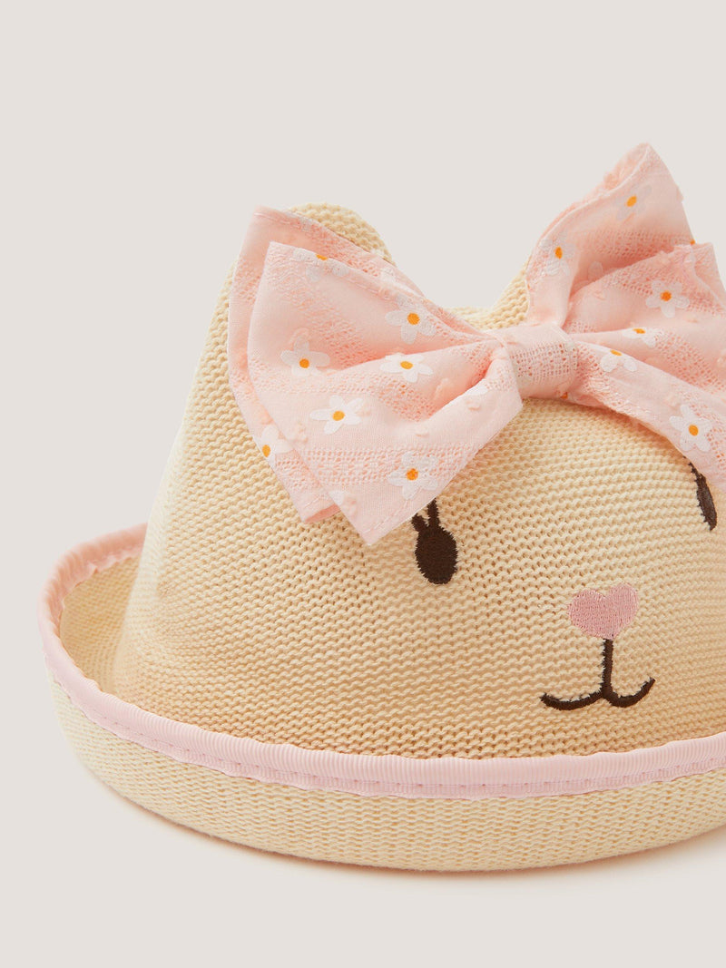 Monsoon baby bunny bow hat pink (British brand)