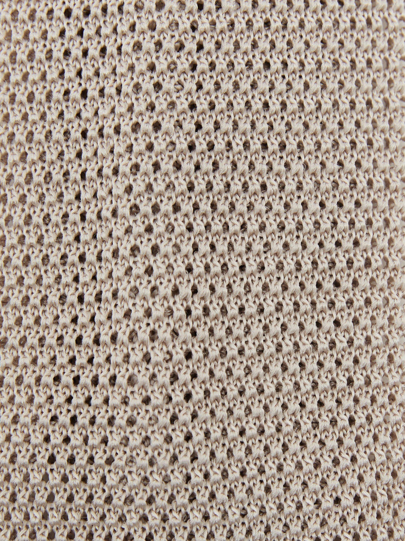 Reiss Punto silk knit tie Champagne, imported from the UK