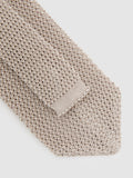 Reiss Punto silk knit tie Champagne, imported from the UK