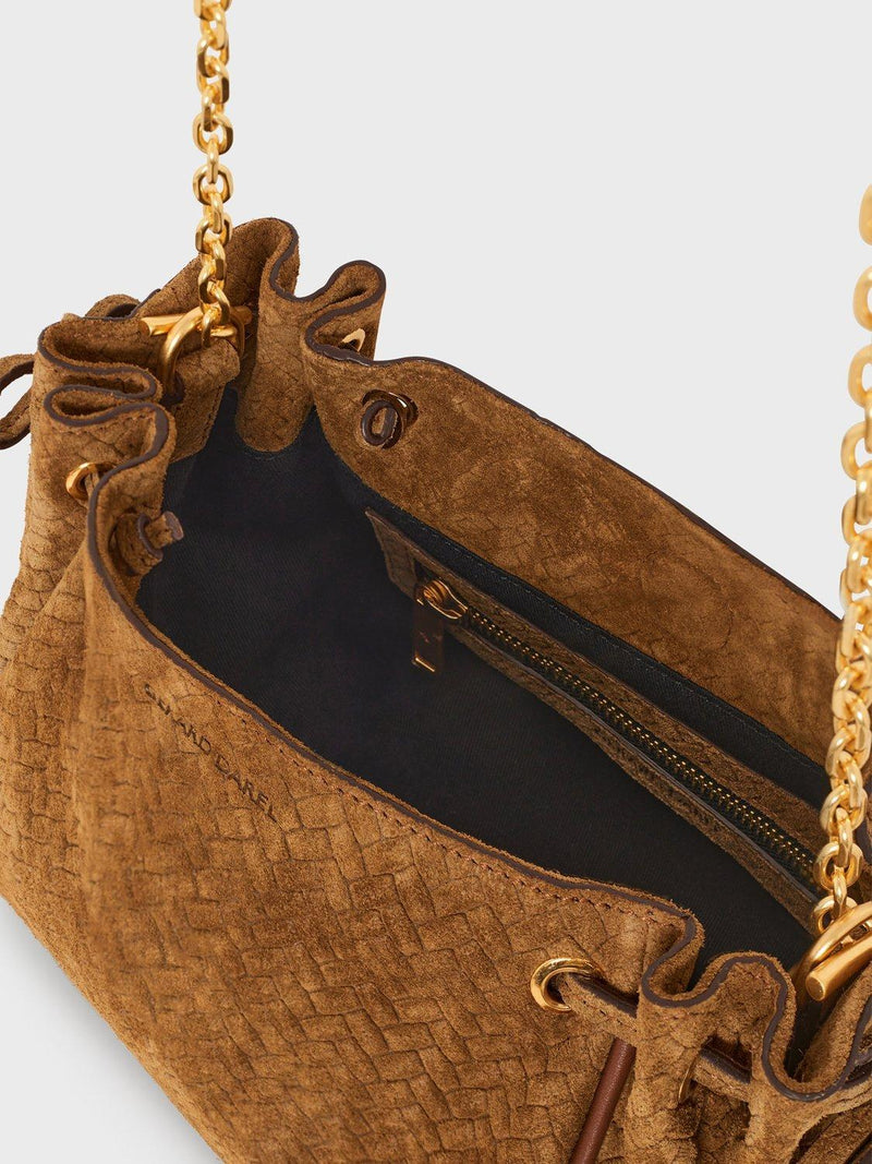 Gerard Darel suede crossbody bag amber (British brand)