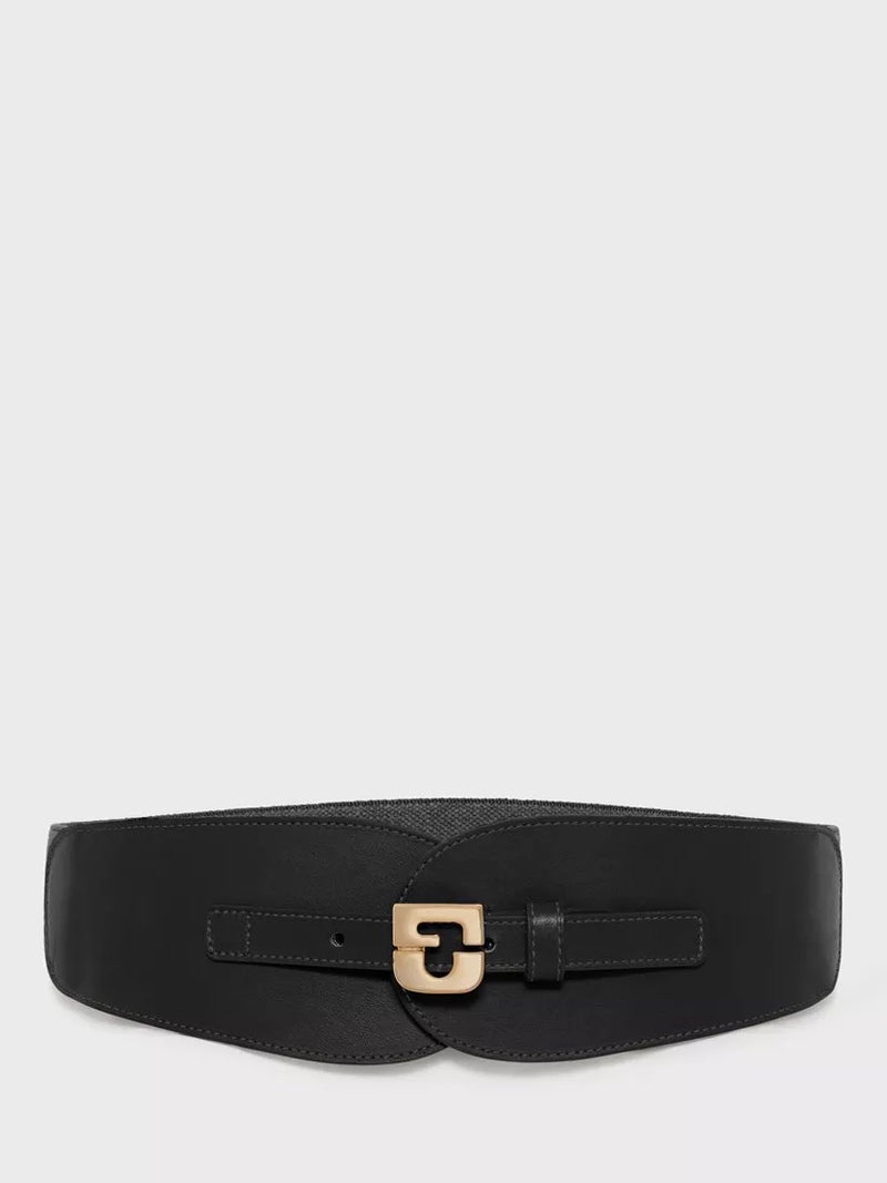 Gerard Darel Olympe leather belt black wide, UK version