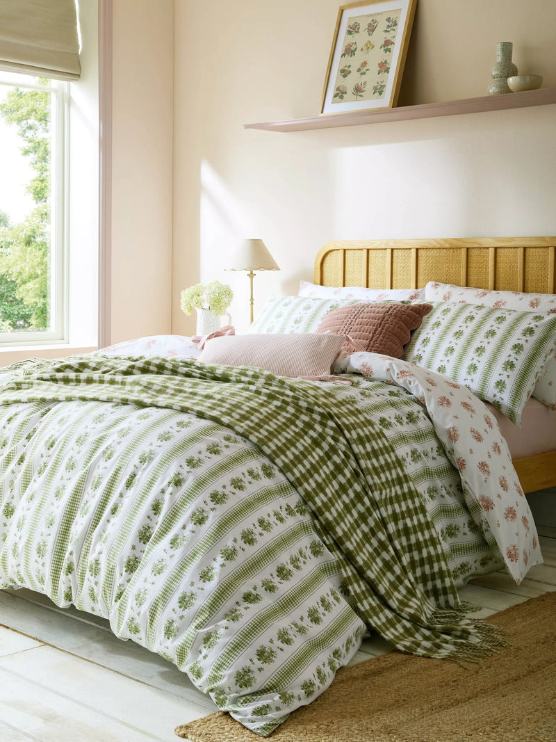 Laura Ashley duvet cover set double floral stripe reversible, imported from the UK