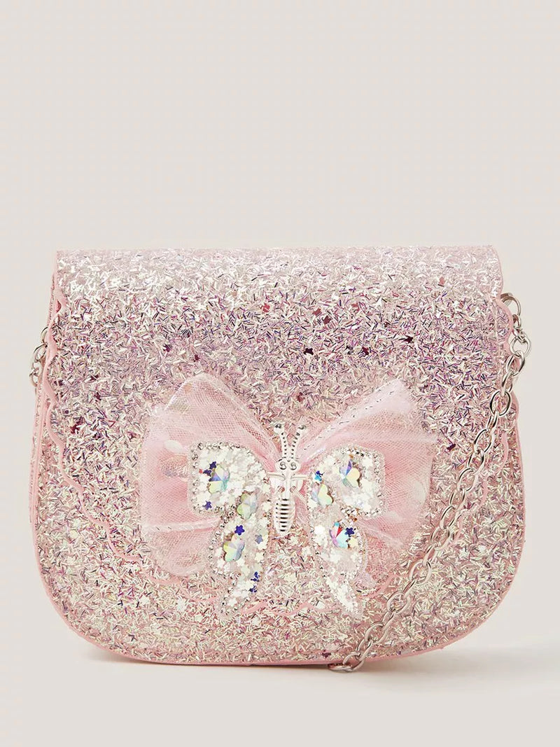 Monsoon children's glitter bag pink butterfly, UK version