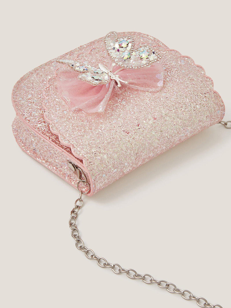 Monsoon children's glitter bag pink butterfly, UK version