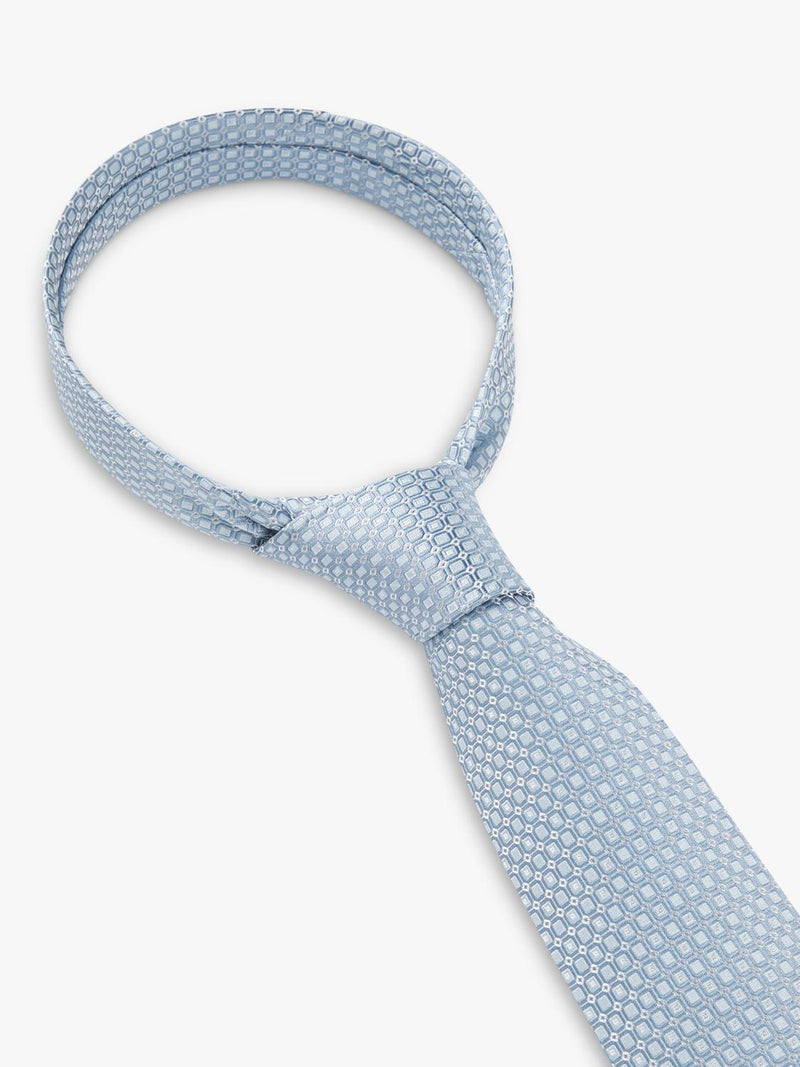 HUGO BOSS geometric silk tie light blue (British brand)