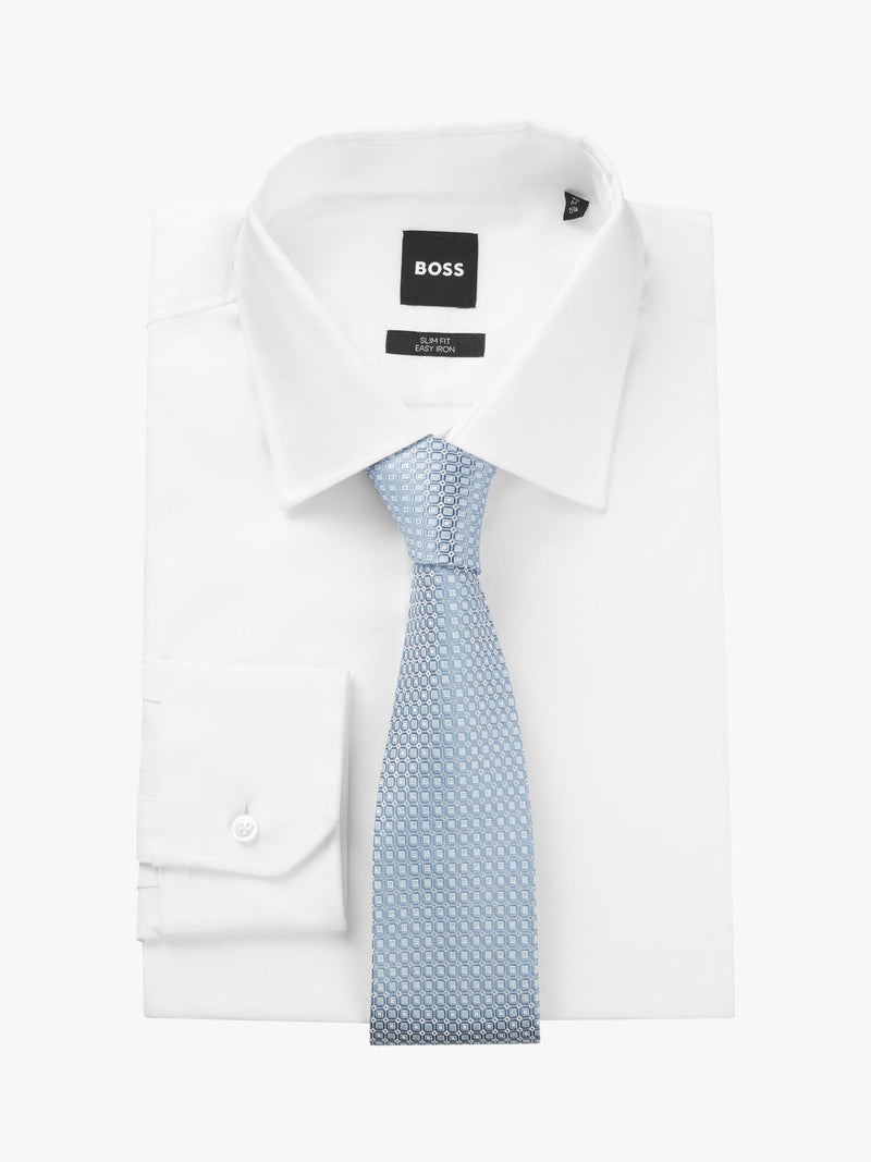 HUGO BOSS geometric silk tie light blue (British brand)