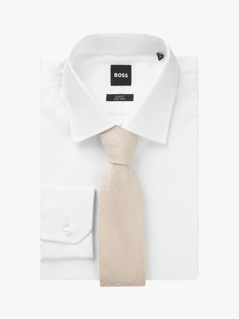 HUGO BOSS plain beige tie, UK version