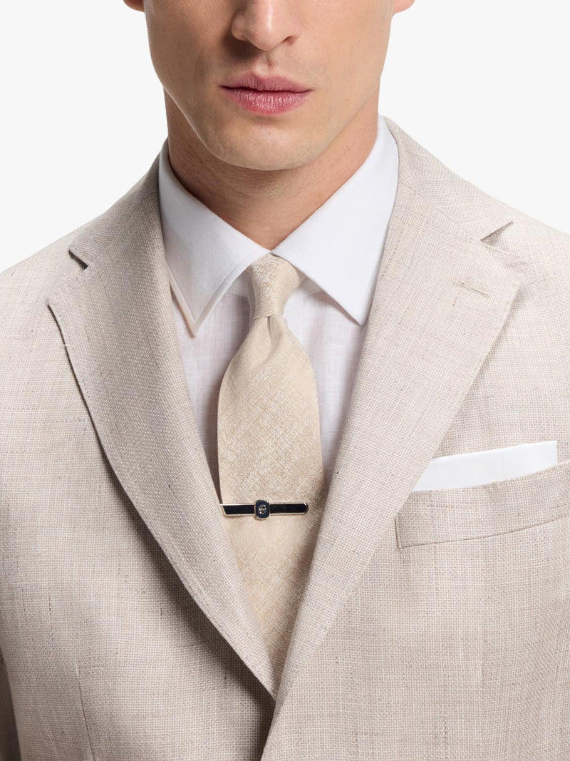 HUGO BOSS plain beige tie, UK version