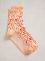 John Lewis White Stuff Textured Heart Ankle Socks Pink- Buy online at McGrocer