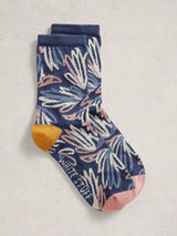 John Lewis White Stuff Graphic Floral Ankle Socks - Blue- Buy online at McGrocer