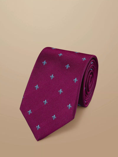 John Lewis Charles Tyrwhitt Fleur-de-lis Silk Tie, Blackberry Purple- Buy online at McGrocer