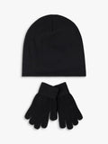 Lindex glow-in-the-dark beanie and gloves set black (British brand)