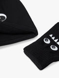 Lindex glow-in-the-dark beanie and gloves set black (British brand)