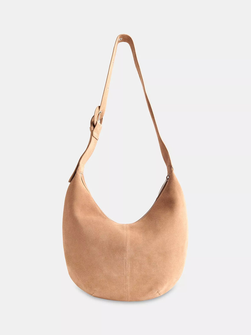 Whistles Sia curved pure suede bag taupe - British product