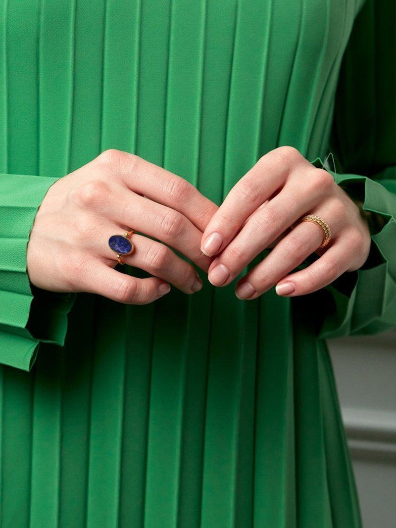 Ottoman Hands Lapis cocktail ring gold plated (British brand)
