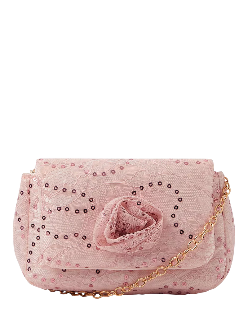 Angels by Accessorize kids pink lace sequin crossbody bag (British brand)