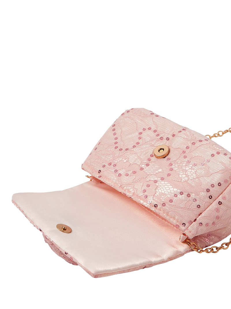 Angels by Accessorize kids pink lace sequin crossbody bag (British brand)