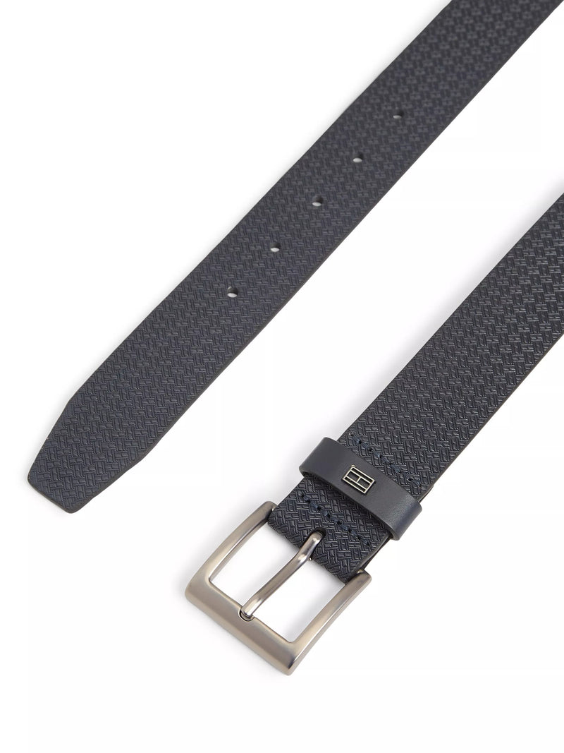Tommy Hilfiger leather belt all-over flag print midnight blue, imported from the UK