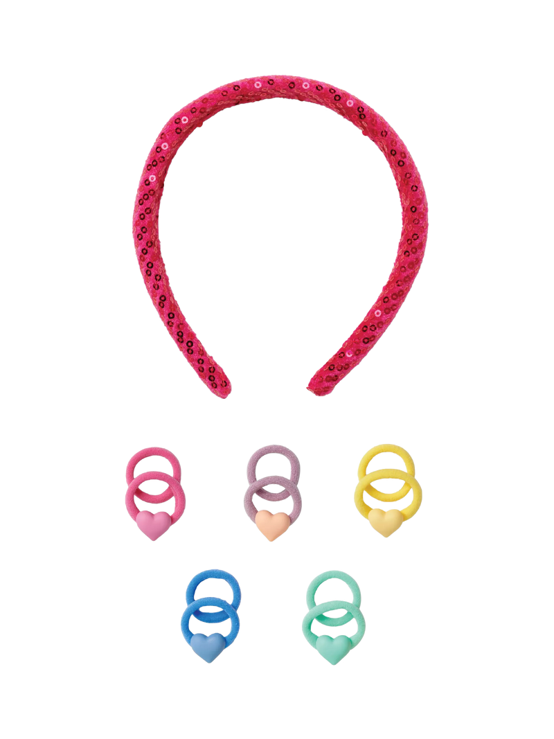 Stych kids sequin hair accessory set pack of 6 pink multi, UK version
