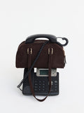 Mint Velvet suede crescent shoulder bag brown, imported from the UK