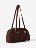 Mint Velvet suede crescent shoulder bag brown, imported from the UK
