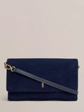 Hobbs Ashley Pure Suede Clutch Bag Midnight Navy, UK version