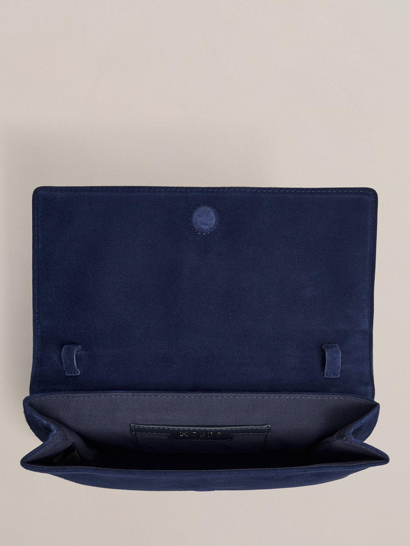 Hobbs Ashley Pure Suede Clutch Bag Midnight Navy, UK version