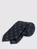 Moss silk tie medallion pattern bronze navy (British brand)