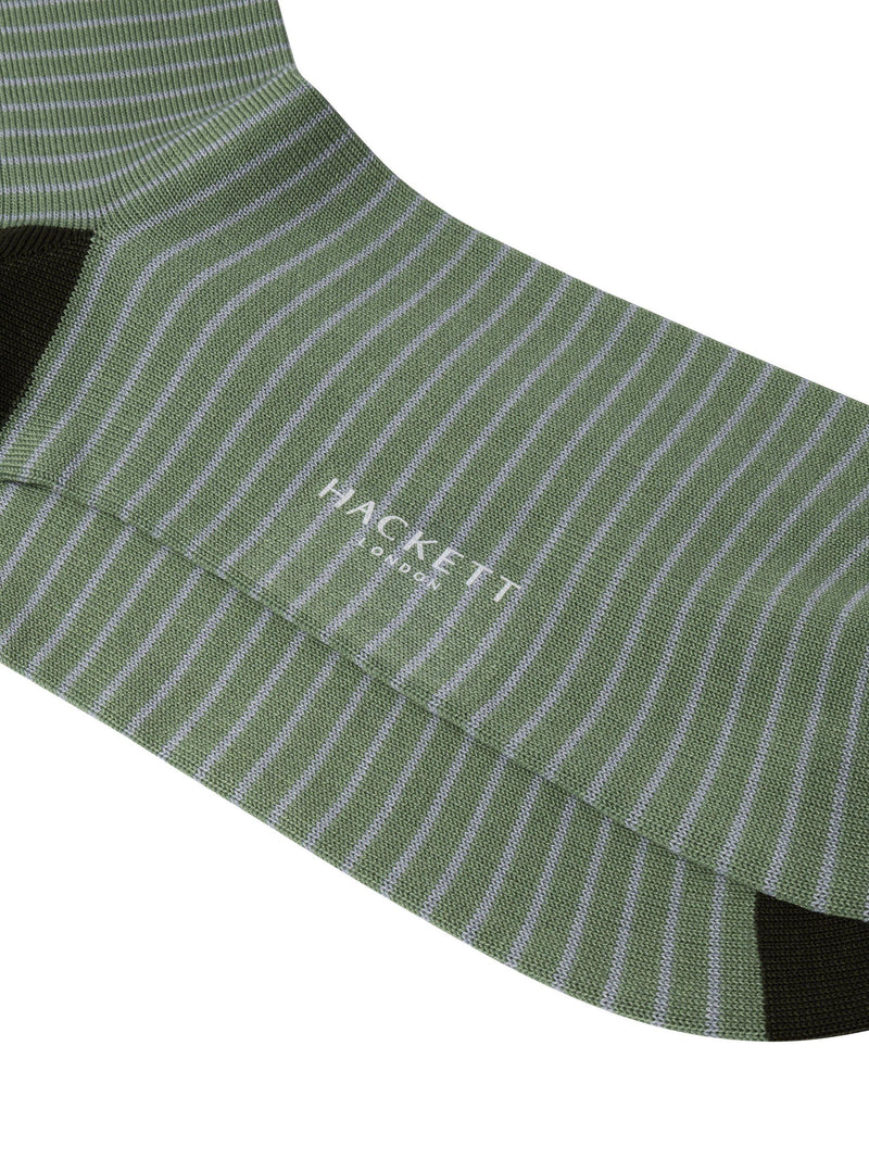 Hackett London cotton rich stripe socks stone green UK version