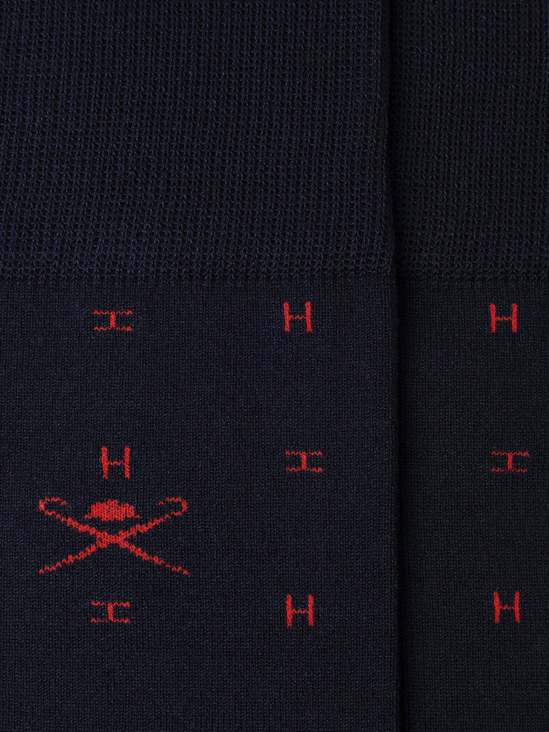 Hackett London H logo cotton blend socks ink blue multi, UK version