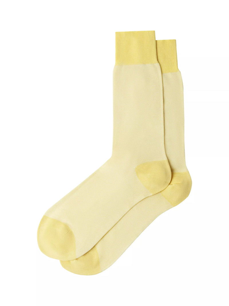Hackett London cotton rich crew socks pastel yellow, imported from the UK