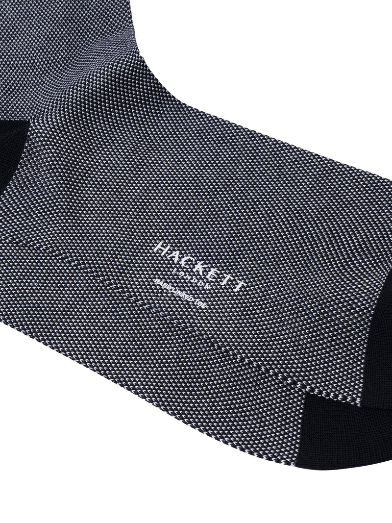 Hackett London cotton blend birds-eye jacquard socks in ink blue, UK version