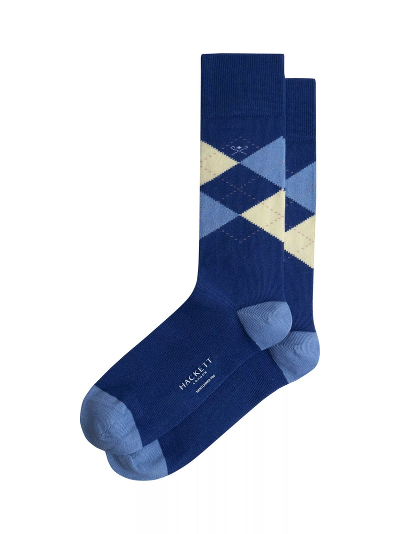 Hackett London argyle patterned crew socks in electric blue (British brand)