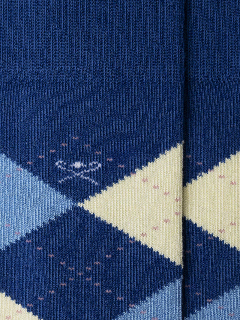 Hackett London argyle patterned crew socks in electric blue (British brand)