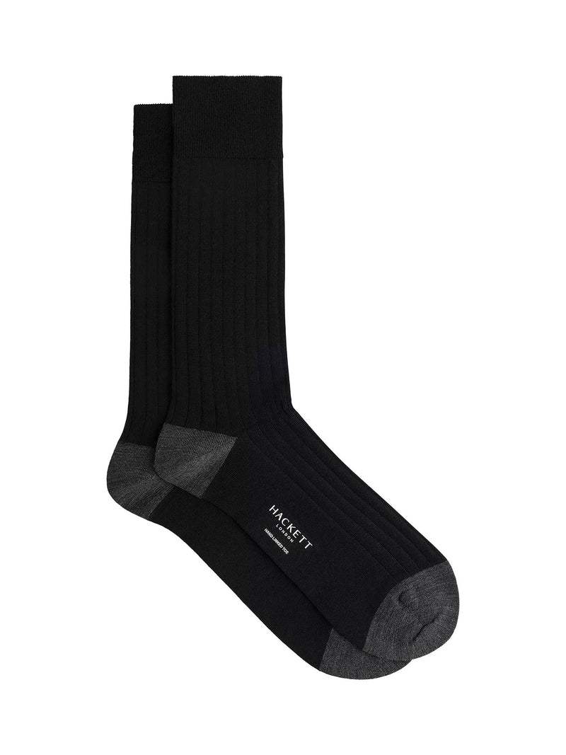 Hackett London merino wool blend crew socks black (British brand)
