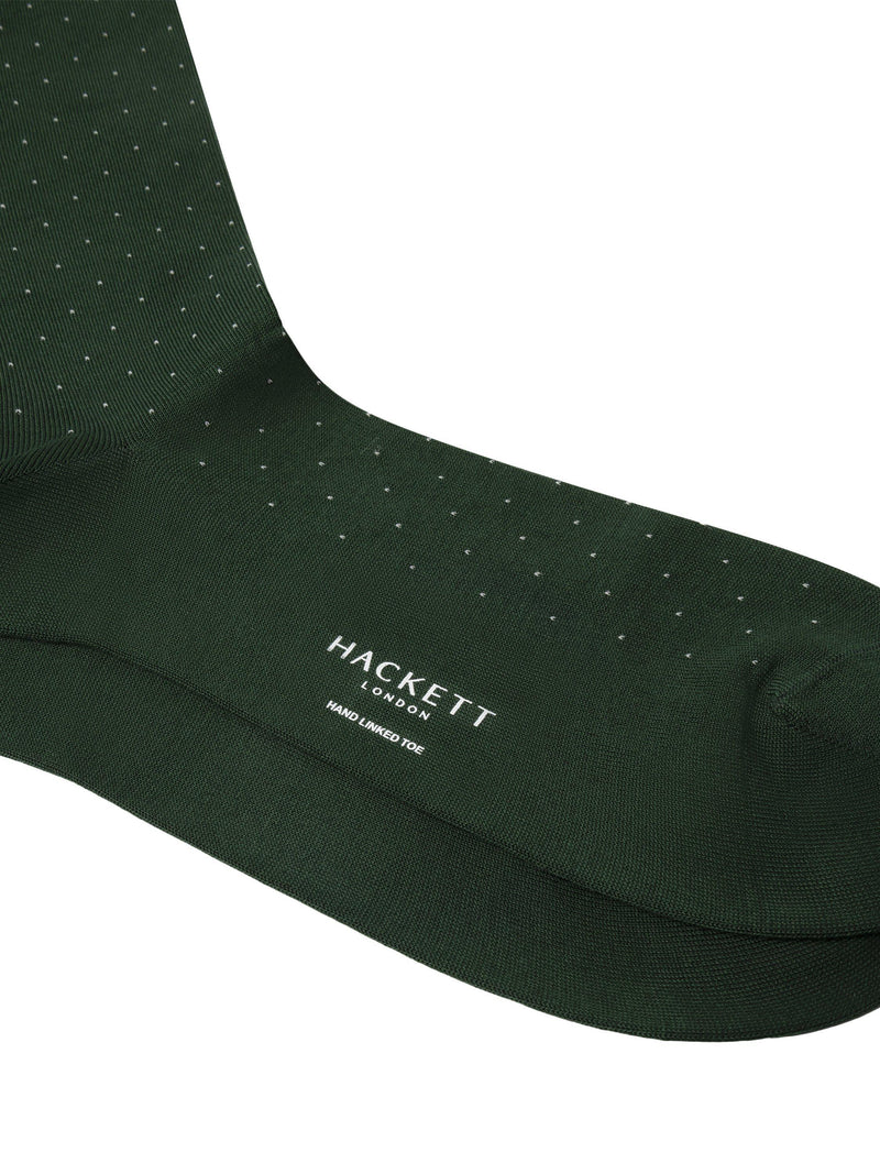 Hackett London polka dot socks in bottle green (British brand)