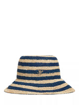 John Lewis Tommy Hilfiger The Script Striped Raffia Bucket Hat Blue/Multi- Buy online at McGrocer