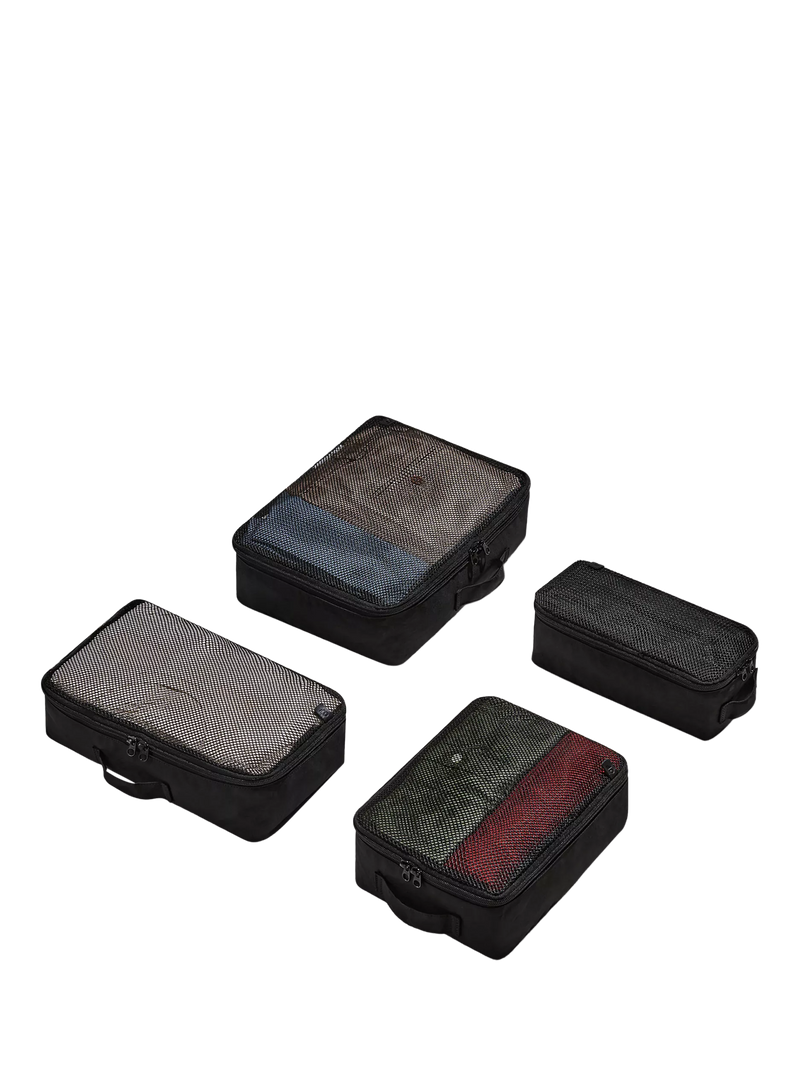 Carl Friedrik mesh packing cubes pack of 4 black, UK version