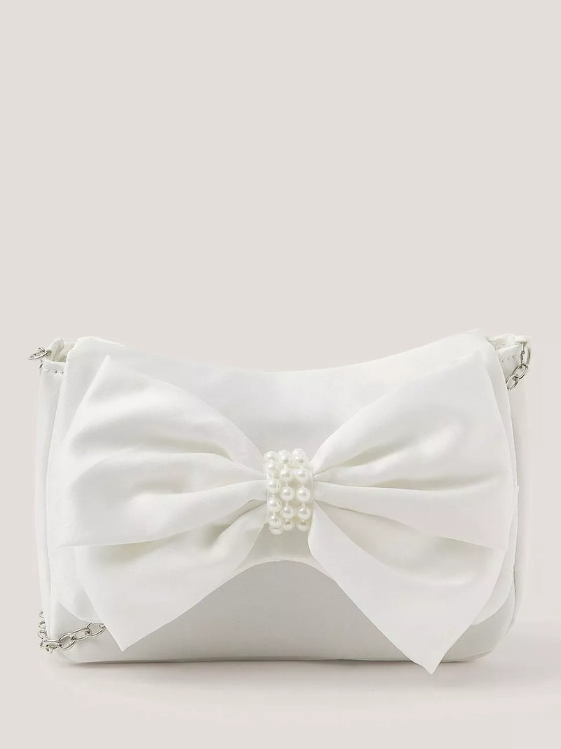 Monsoon kids pearl bow satin evening bag, UK version