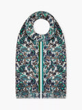 Brora botanical wool stole pearl indigo, imported from the UK