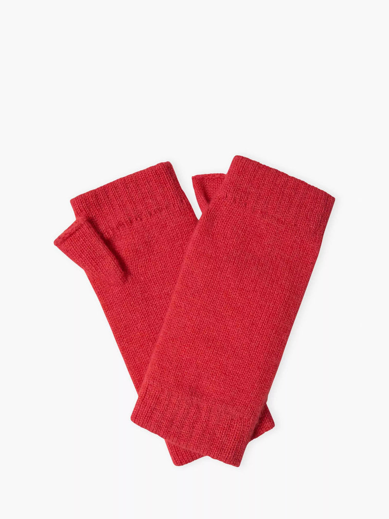 Brora pure cashmere wristwarmers in tomato red, UK version