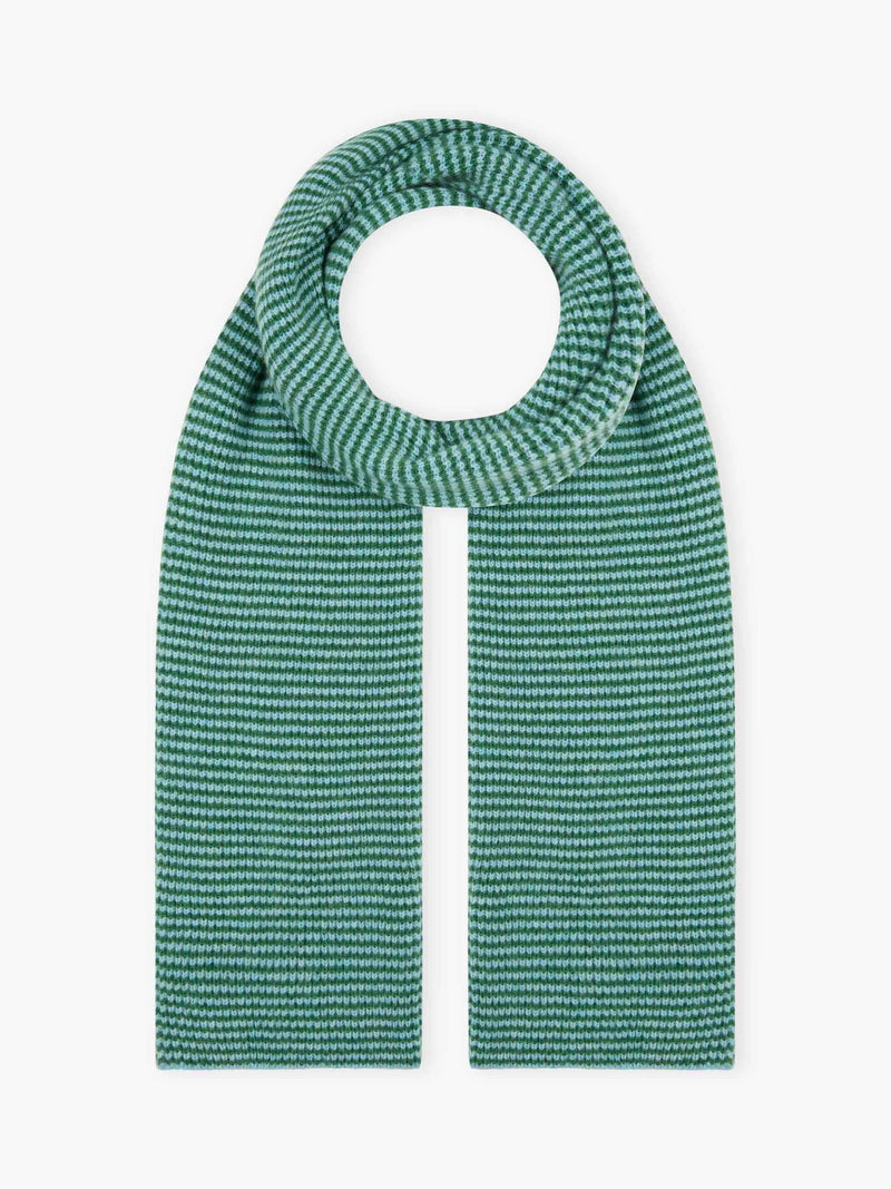 Brora cashmere scarf fine stripe porcelain parsley 22x110cm, UK version