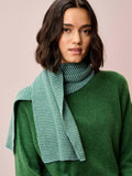 Brora cashmere scarf fine stripe porcelain parsley 22x110cm, UK version