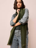 Brora 100% cashmere stole in Kelp - British product