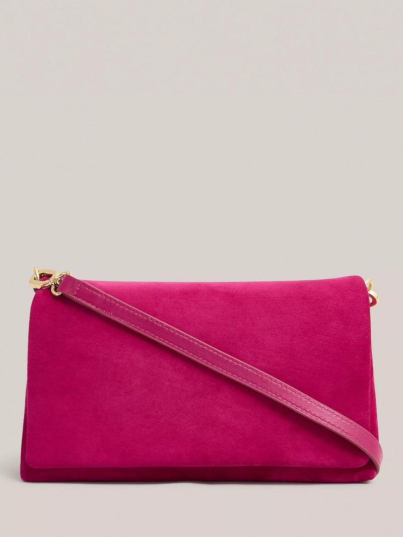 Hobbs Jas magnetic closure suede evening clutch (British brand)