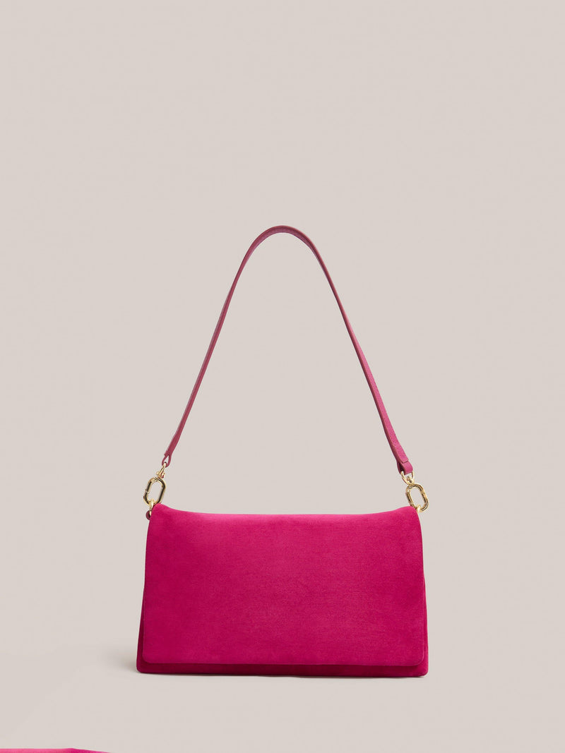 Hobbs Jas magnetic closure suede evening clutch (British brand)