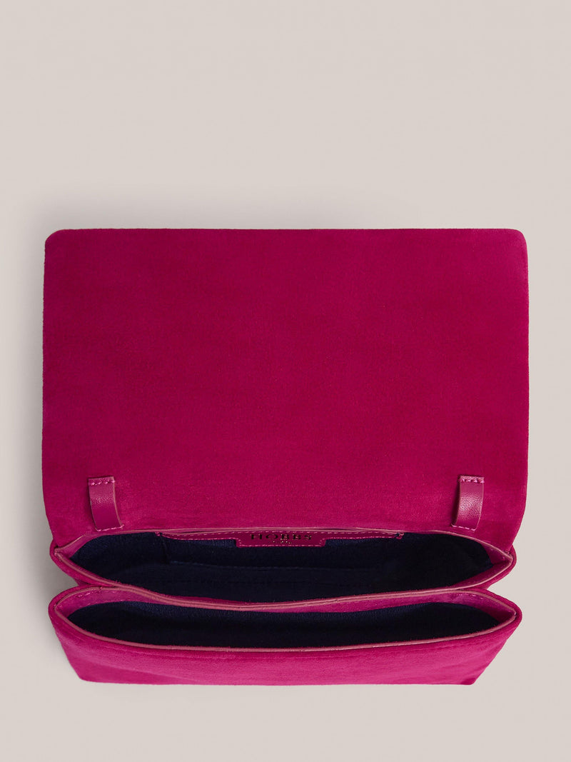 Hobbs Jas magnetic closure suede evening clutch (British brand)