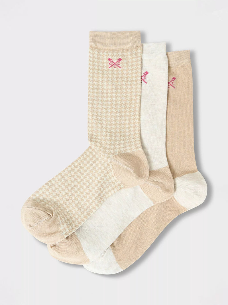 Crew Clothing bamboo socks pack of 3 beige, imported from the UK